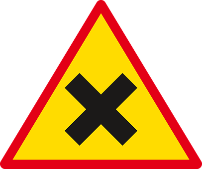 Warning Sign Black Crosson Yellow PNG Image