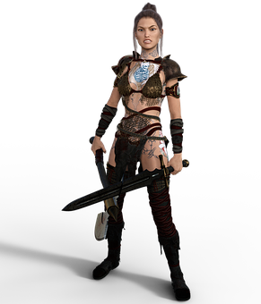 Warrior Woman Fantasy Character PNG Image