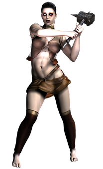 Warrior_ Woman_with_ Hammer PNG Image