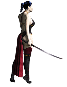 Warrior Woman With Sword PNG Image