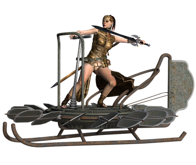 Warrior Womanon Ancient Chariot PNG Image