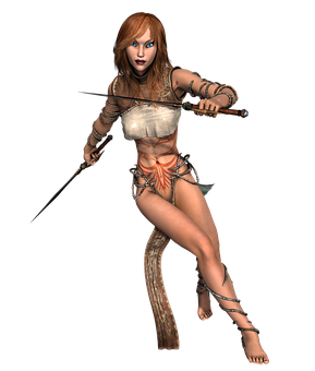 Warrior Womanwith Spear PNG Image