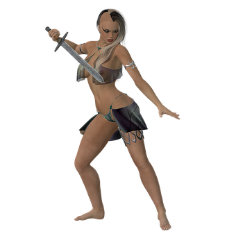 Warrior Womanwith Sword PNG Image