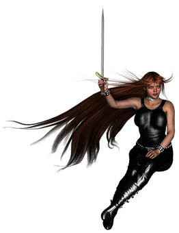 Warrior Womanwith Sword PNG Image