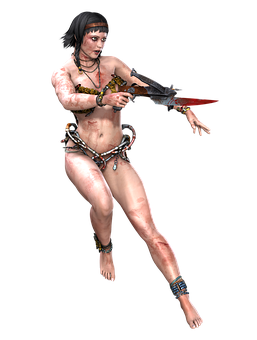 Warrior Womanwith Swordand Chains PNG Image