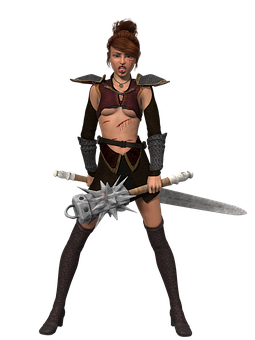 Warrior Womanwith Swords PNG Image