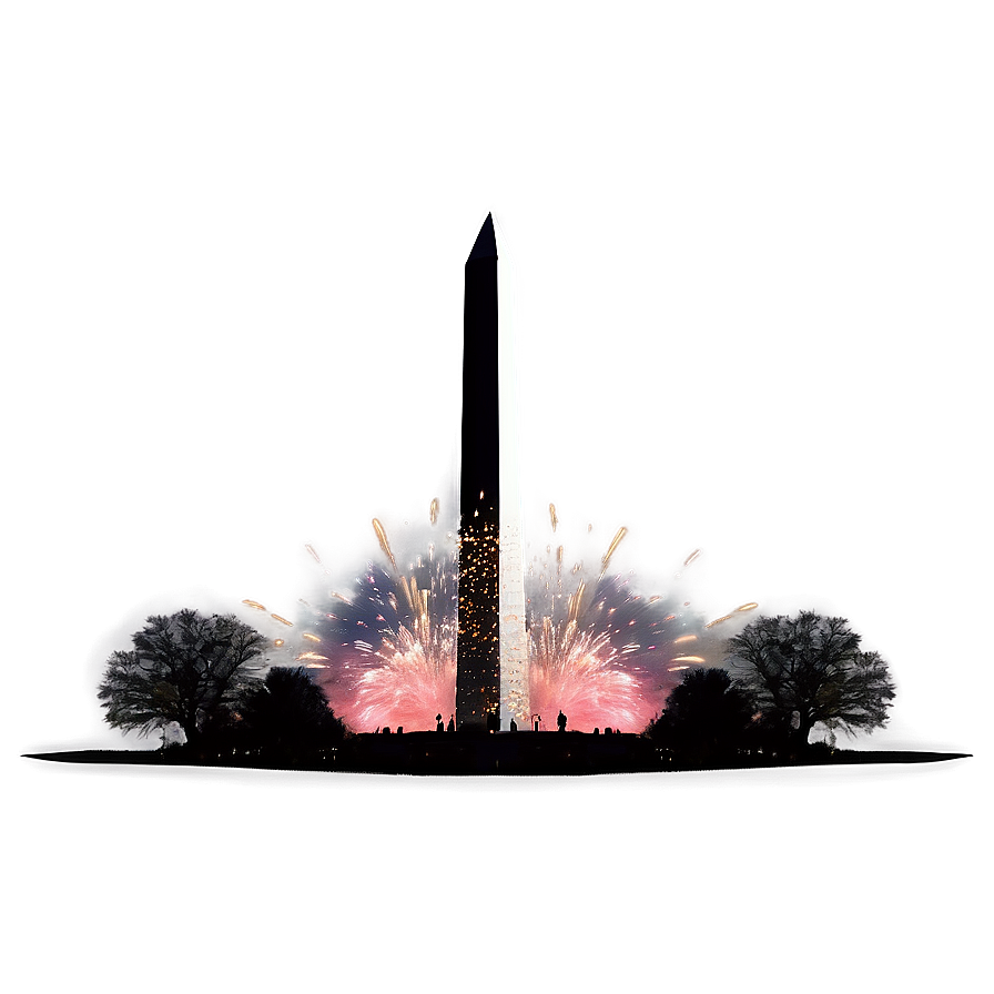 Washington Monument With Firework Sparks Png 06202024 PNG Image