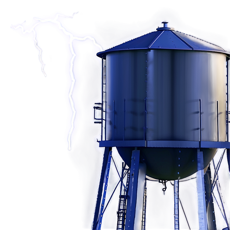 Water Tower With Lightning Strike Png Sof PNG Image