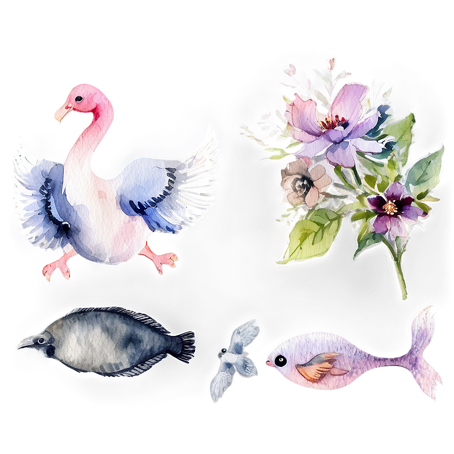 Watercolor Animals Collection Png 05032024 PNG Image