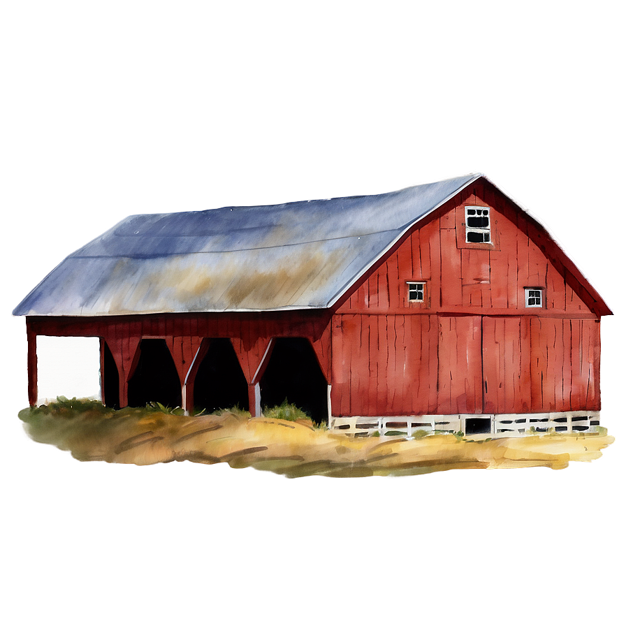 Watercolor Barn Painting Png 06122024 PNG Image