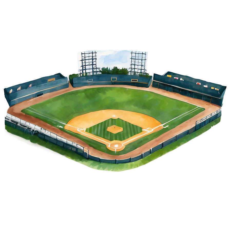 Watercolor Baseball Field Art Png 06132024 PNG Image