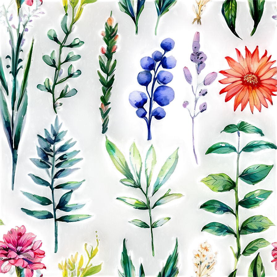 Watercolor Botanicals Clipart Png Xqw45 PNG Image