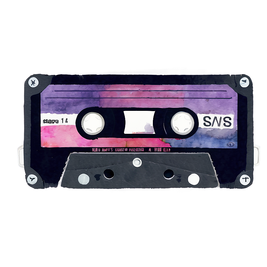 Watercolor Cassette Tape Png 15 PNG Image