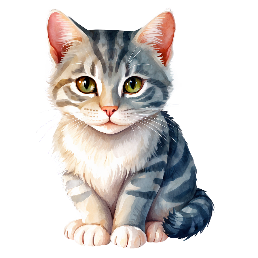 Watercolor Cat Painting Vector Png 06262024 PNG Image