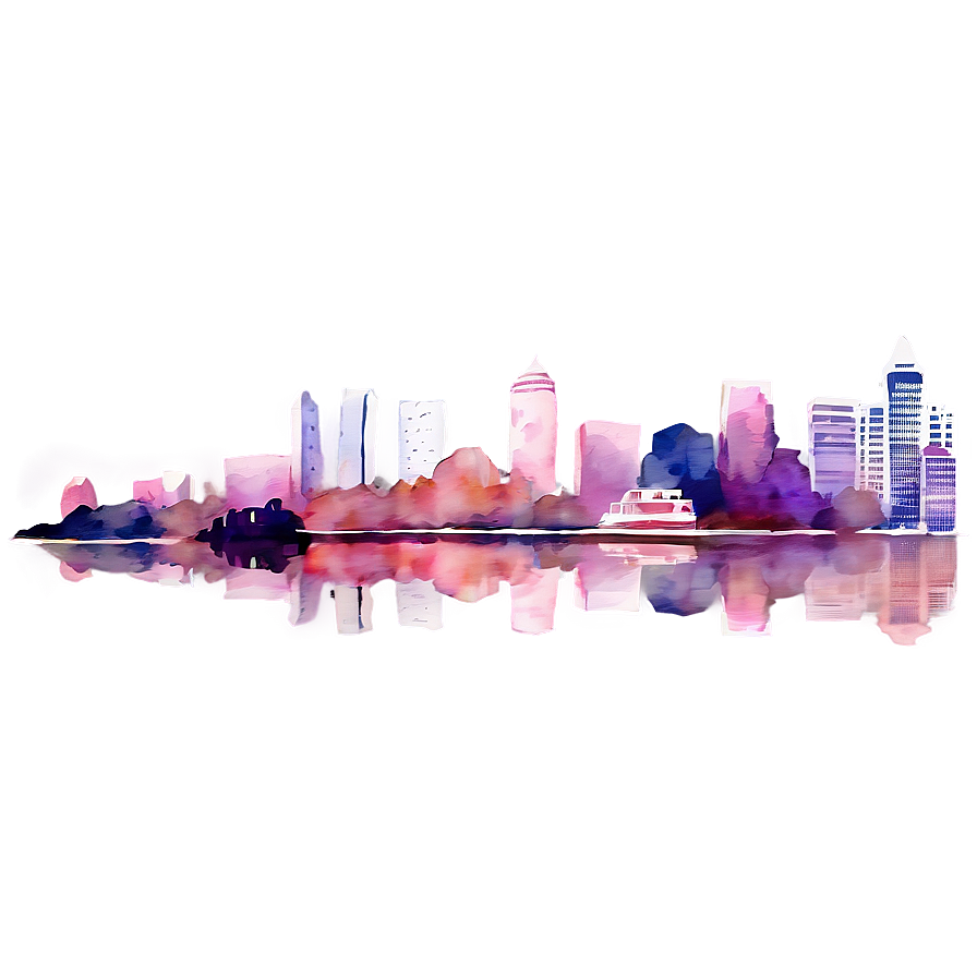 Watercolor Cityscape Illustration Png 1 PNG Image