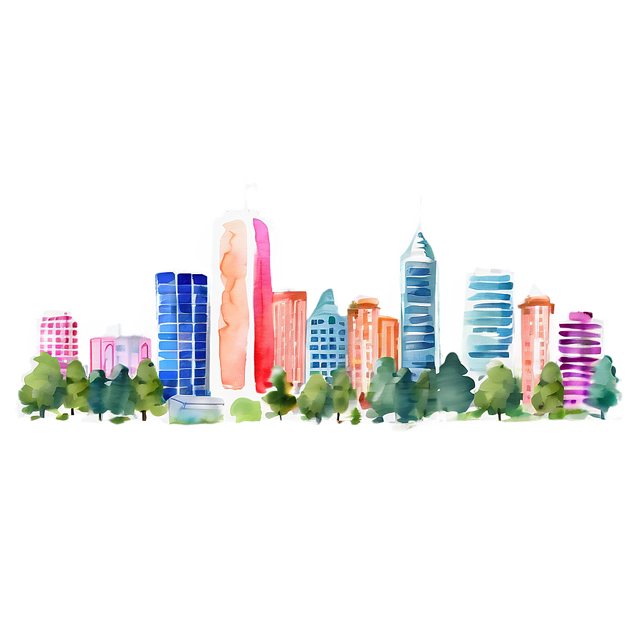 Watercolor Cityscape Illustration Png 20 PNG Image