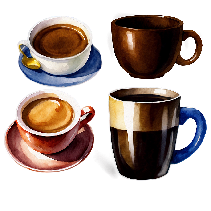 Watercolor Coffee Set Png 05032024 PNG Image