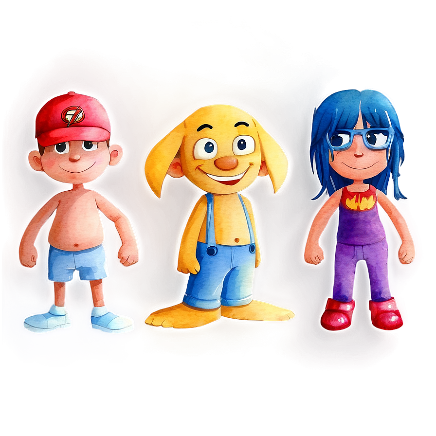 Watercolor Comic Characters Png Cmi27 PNG Image