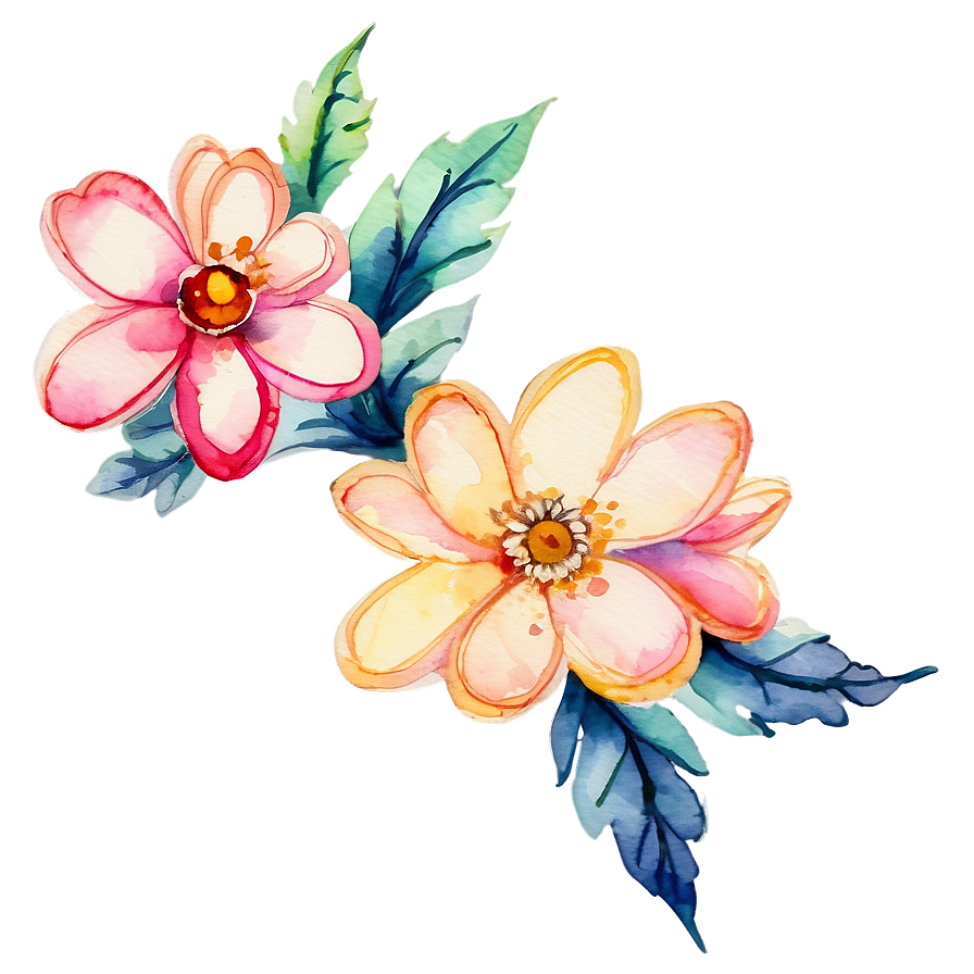 Watercolor Corner Flower Png Jbi27 PNG Image