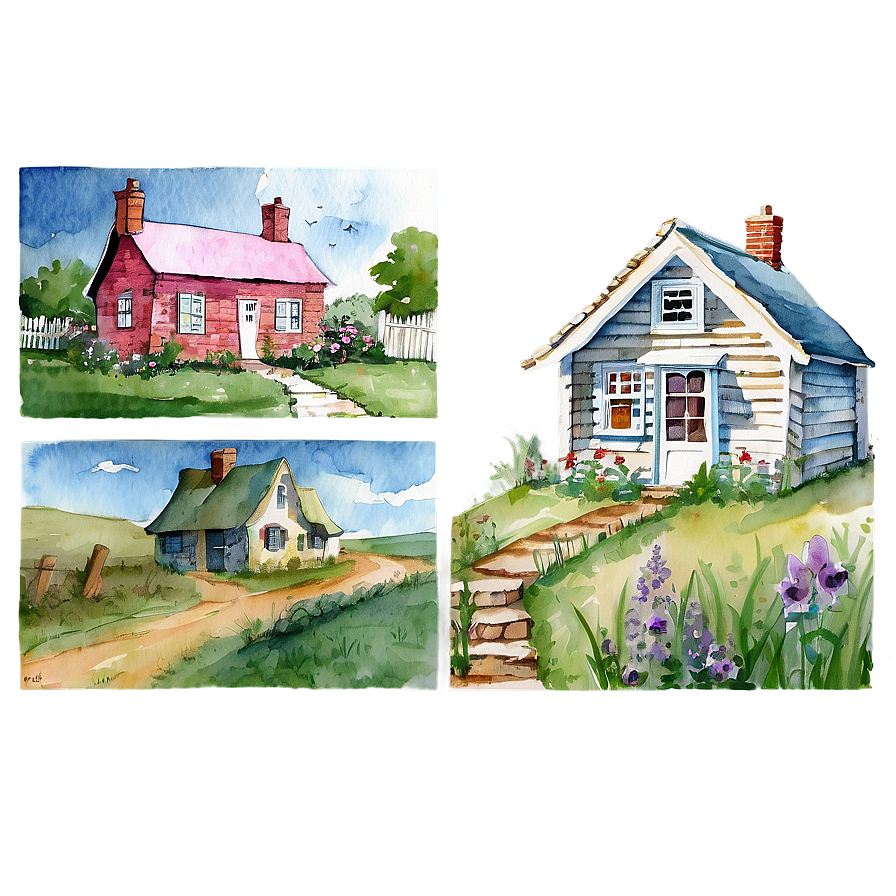 Watercolor Cottage Art Png 06202024 PNG Image