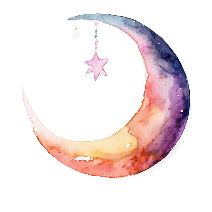 Watercolor Crescent Moon Png 35 PNG Image