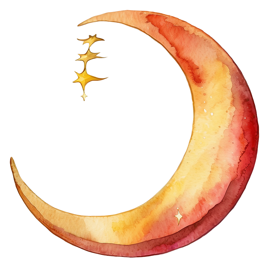 Watercolor Crescent Moon Png Qxx80 PNG Image