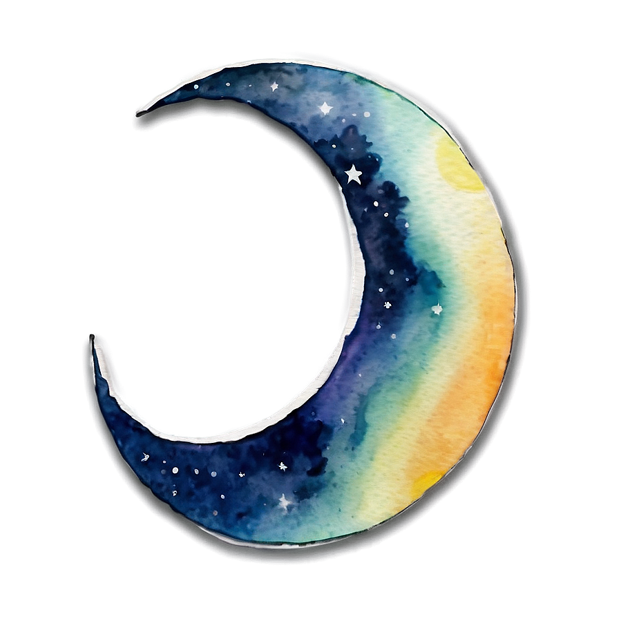 Watercolor Crescent Moon Png Ynx74 PNG Image