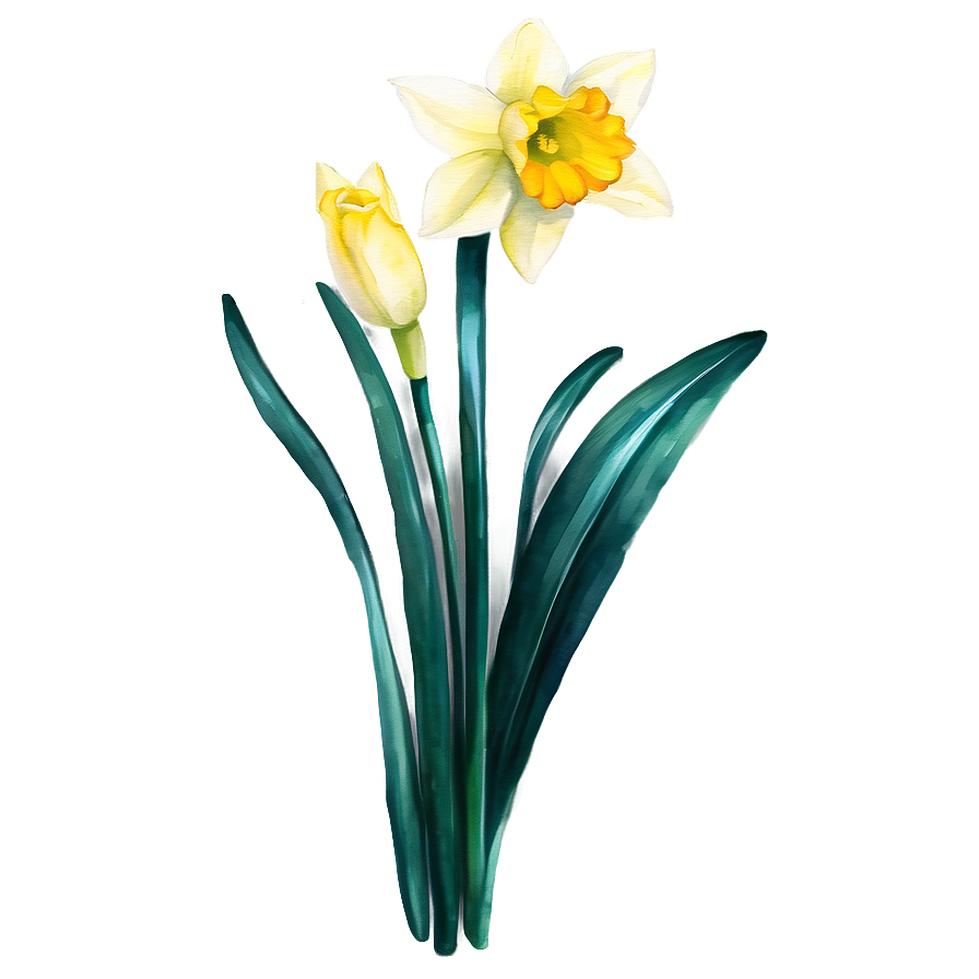 Watercolor Daffodil Flowers Png Xpq PNG Image