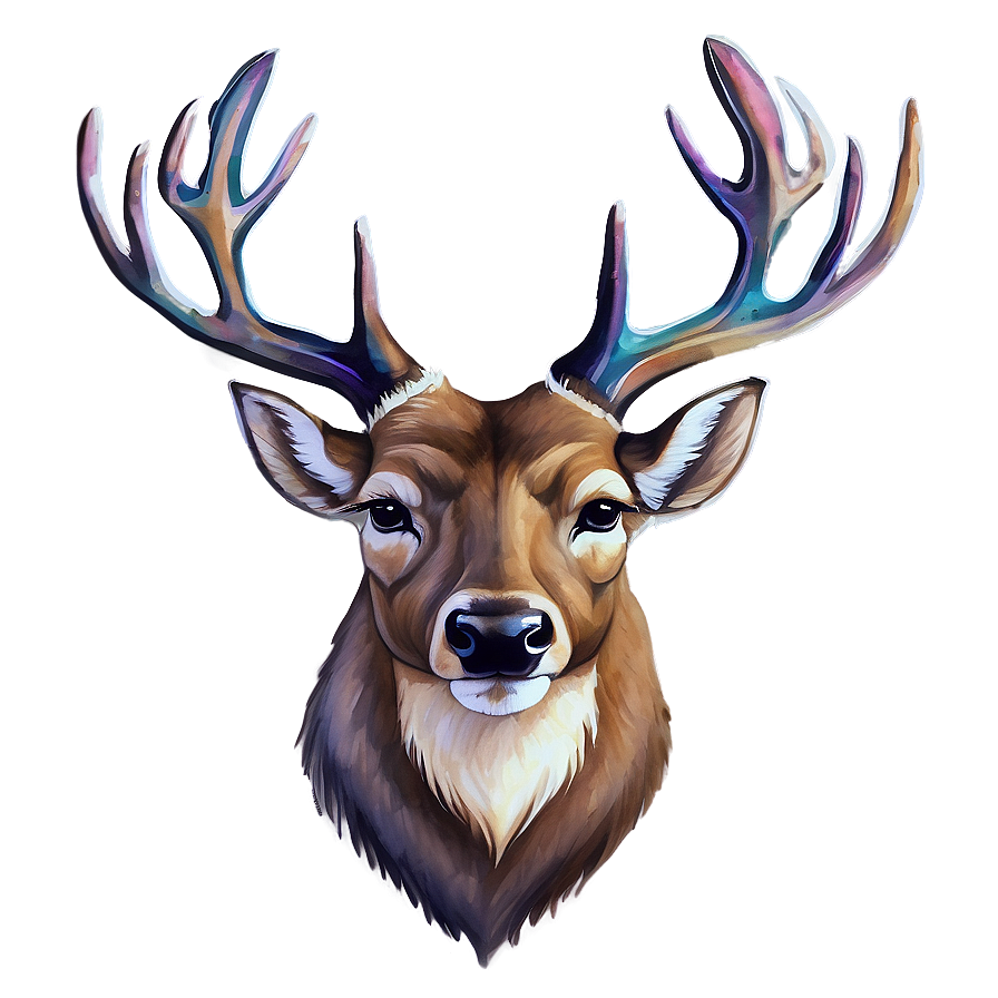 Watercolor Deer Head Painting Png 36 PNG Image