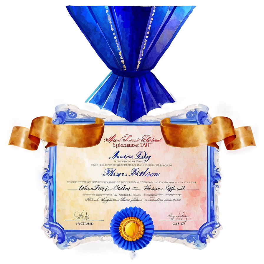 Watercolor Diploma Certificate Png Vnv75 PNG Image