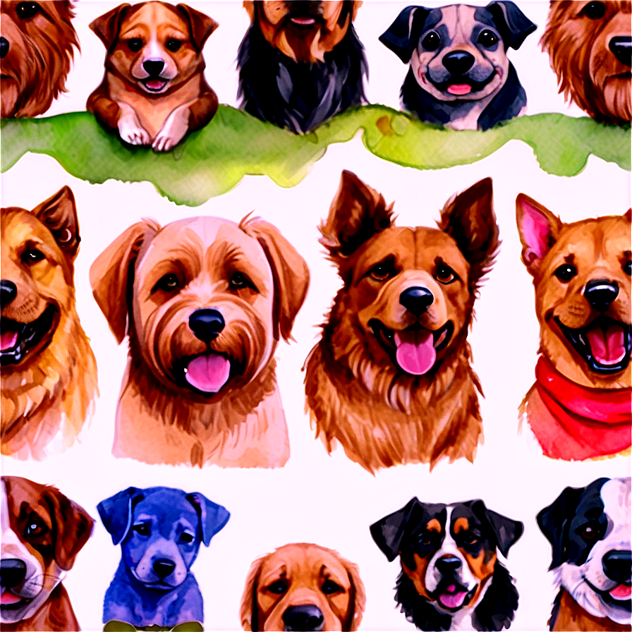 Watercolor Dogs Png 05242024 PNG Image