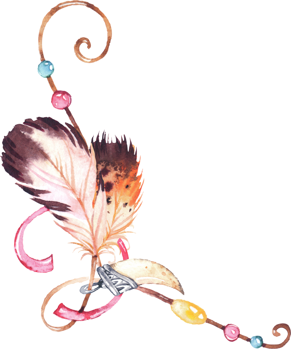 Watercolor Dreamcatcher Feather Art PNG Image