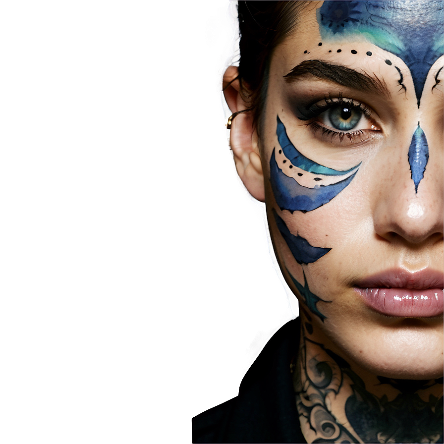 Watercolor Face Tattoo Png Oqe26 PNG Image