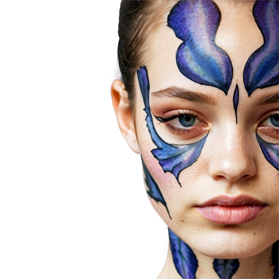 Watercolor Face Tattoo Png Stk92 PNG Image