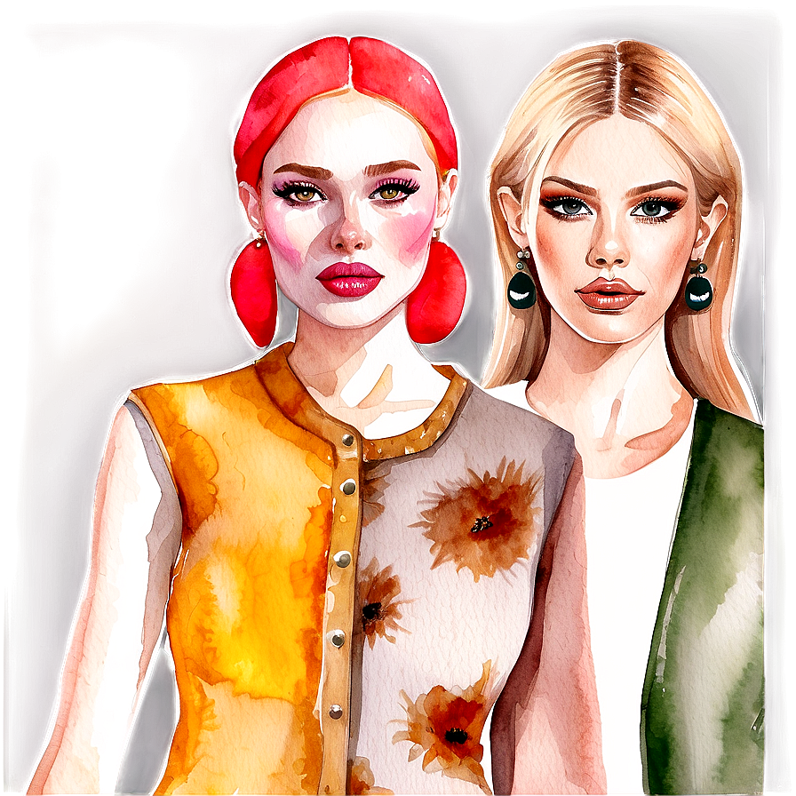 Watercolor Fashion Illustrations Png Gga52 PNG Image