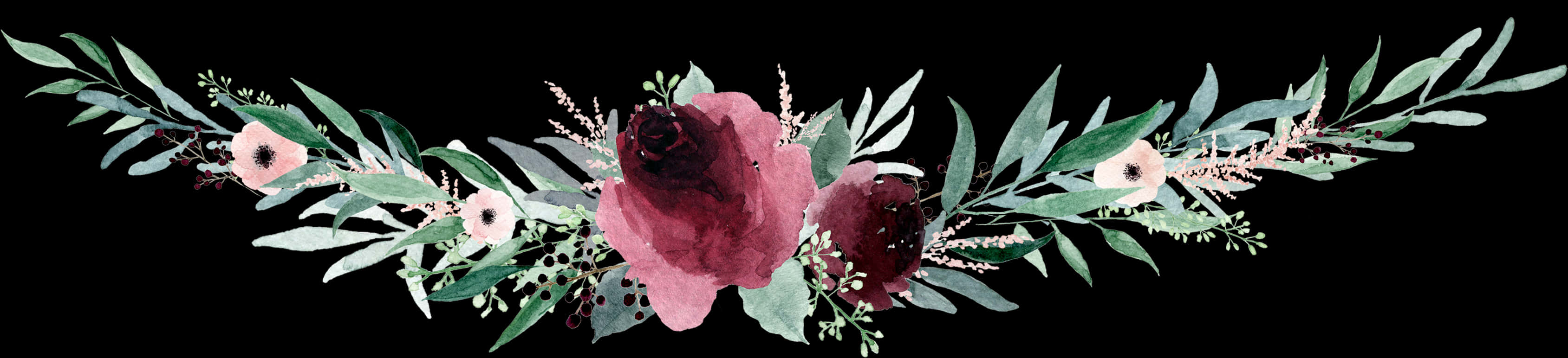 Watercolor_ Floral_ Arrangement_ Banner PNG Image