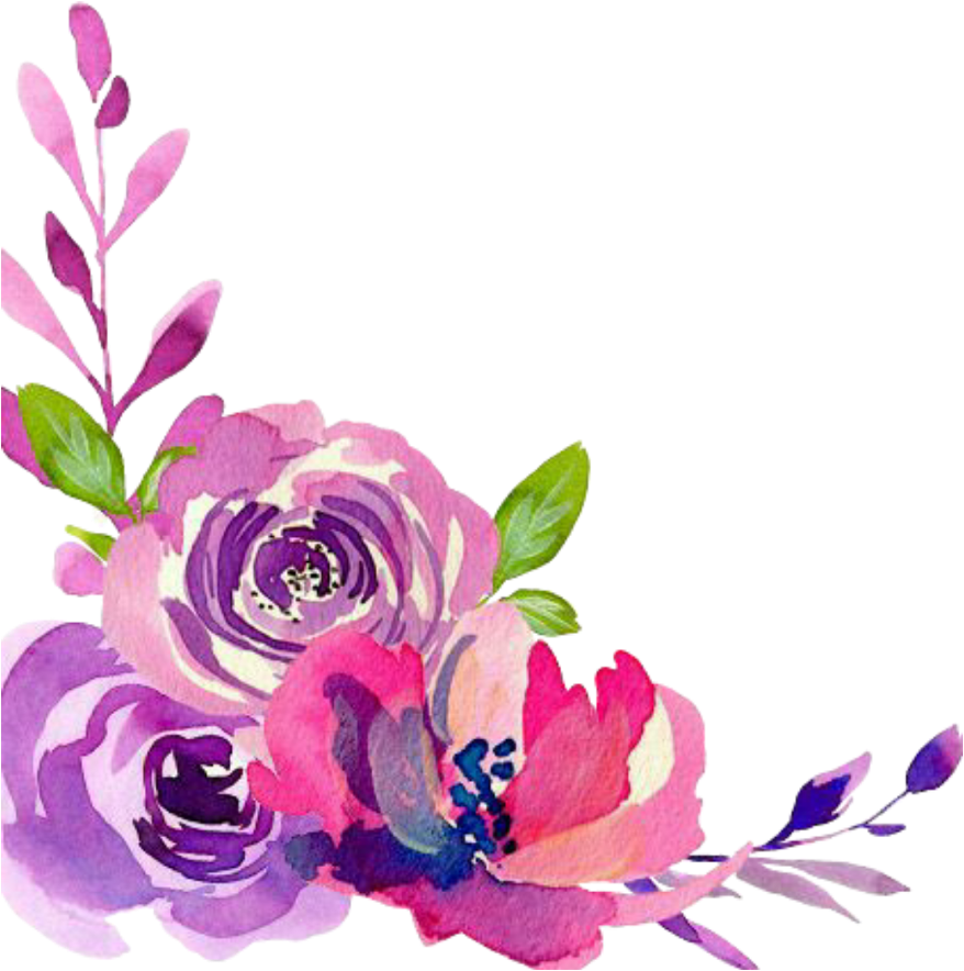 Watercolor_ Floral_ Border_ Purple_ Pink.png PNG Image