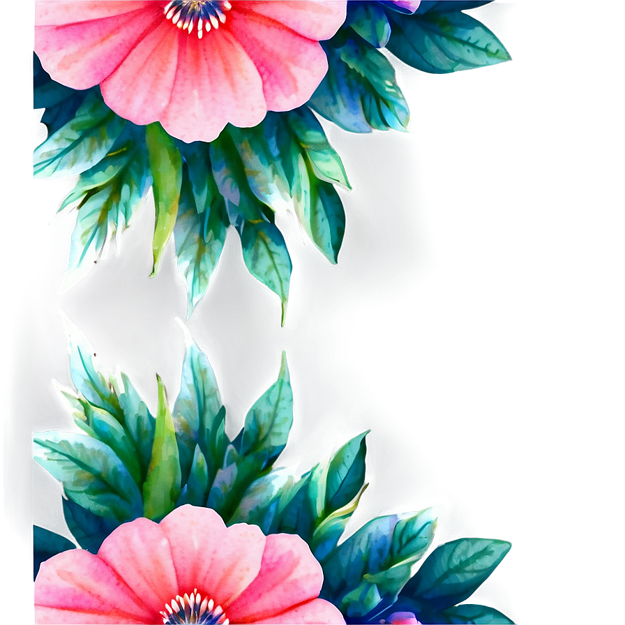 Watercolor Flower Border Png Lil4 PNG Image