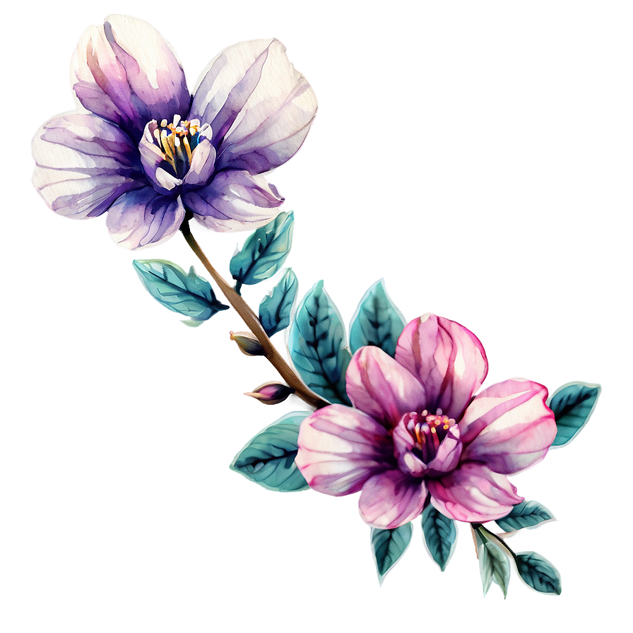 Watercolor Flower Outline Png 45 PNG Image