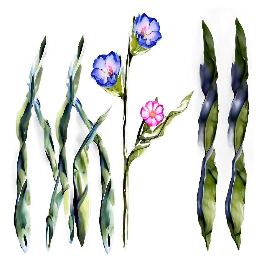 Watercolor Flower Stem Png Hnk PNG Image