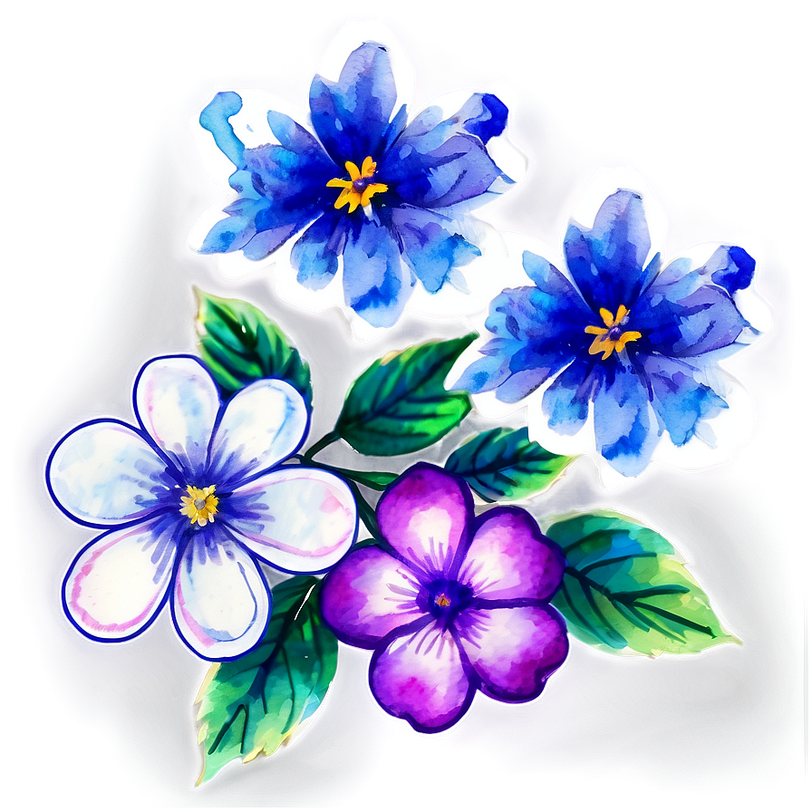 Watercolor Flower Stickers Png 06272024 PNG Image