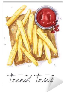 Watercolor French Friesand Ketchup PNG Image