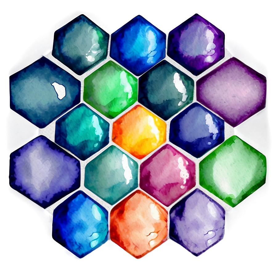 Watercolor Hexagon Pattern Png 3 PNG Image