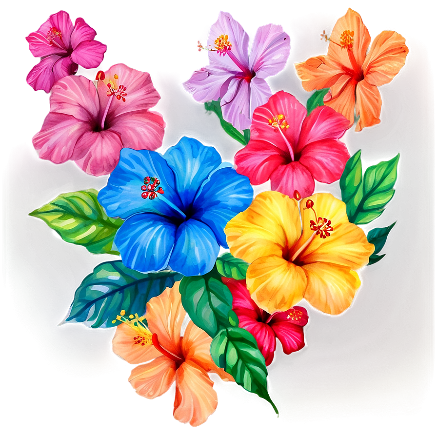 Watercolor Hibiscus Flowers Png Xla3 PNG Image