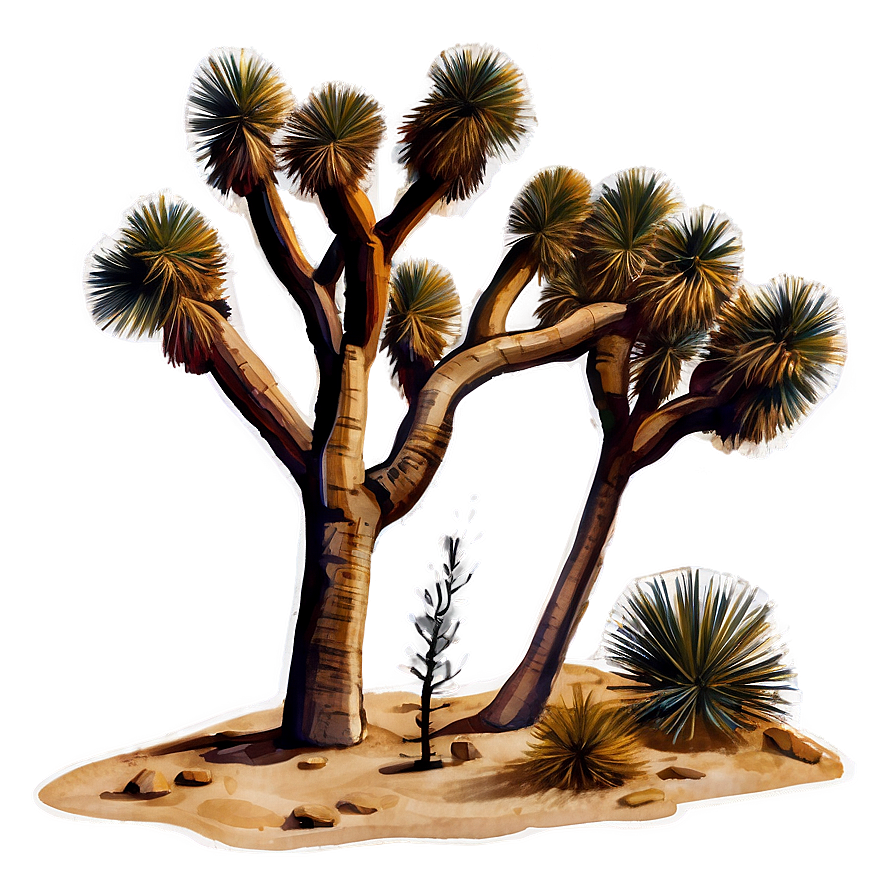 Watercolor Joshua Tree Scene Png Uog PNG Image