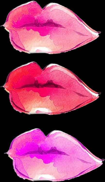 Watercolor_ Lips_ Triptych_ Artwork PNG Image