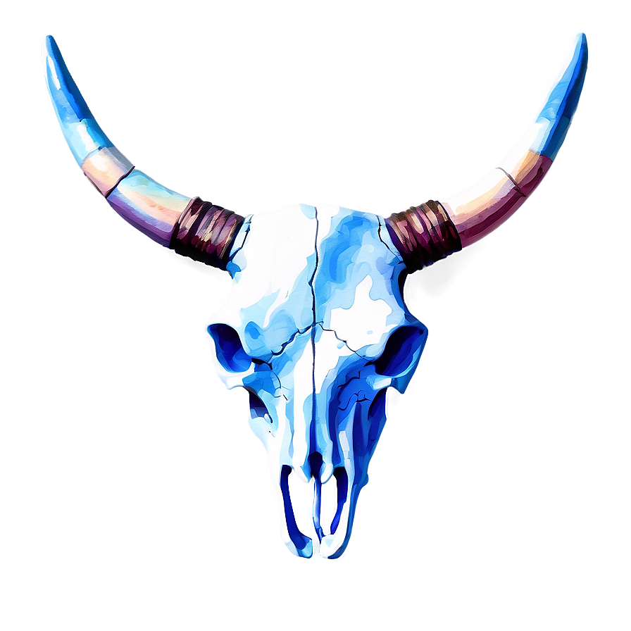 Watercolor Longhorn Skull Paint Png Htw PNG Image