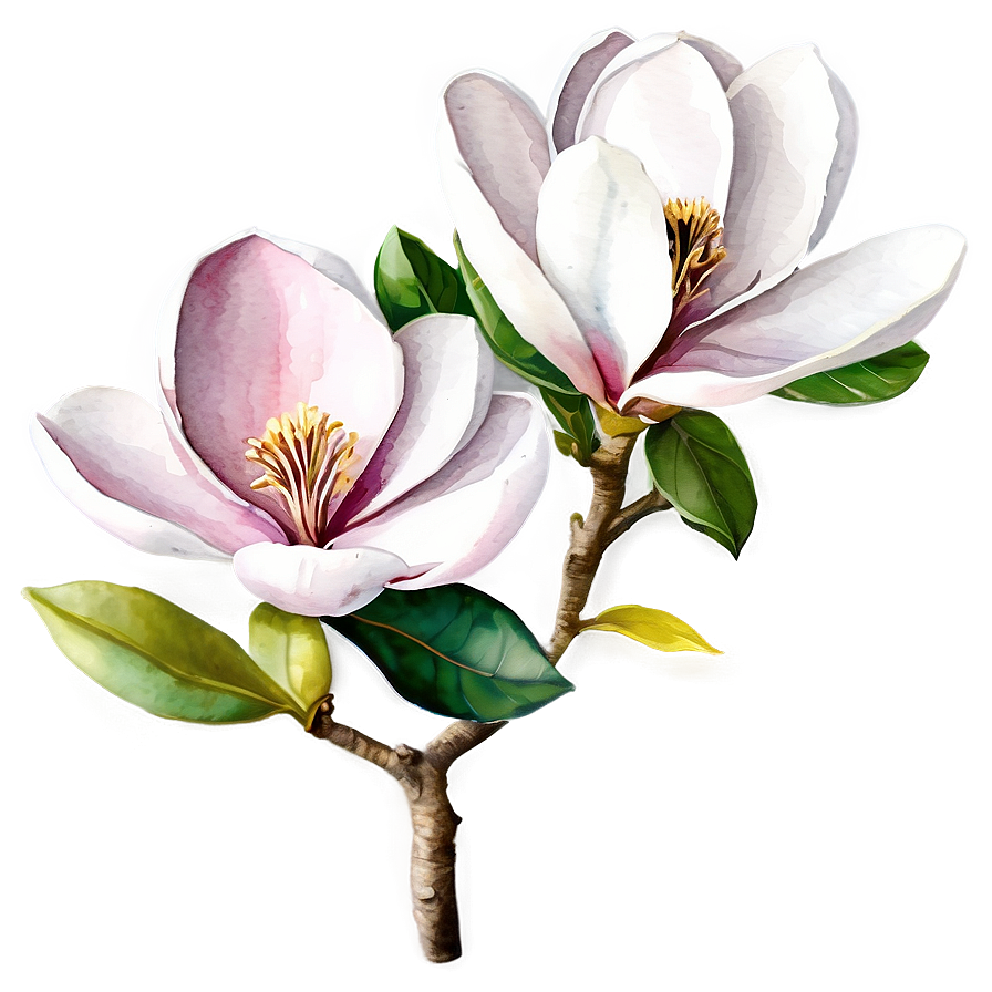 Watercolor Magnolia Tree Art Png 06212024 PNG Image