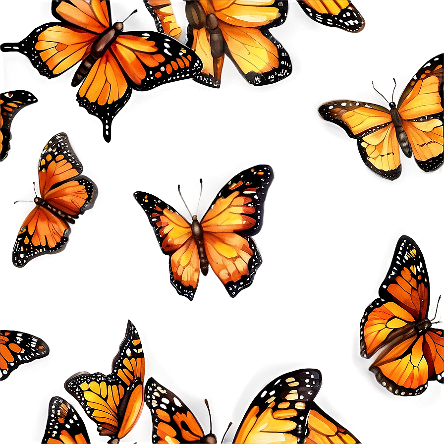 Watercolor Monarch Butterflies Png Pta70 PNG Image