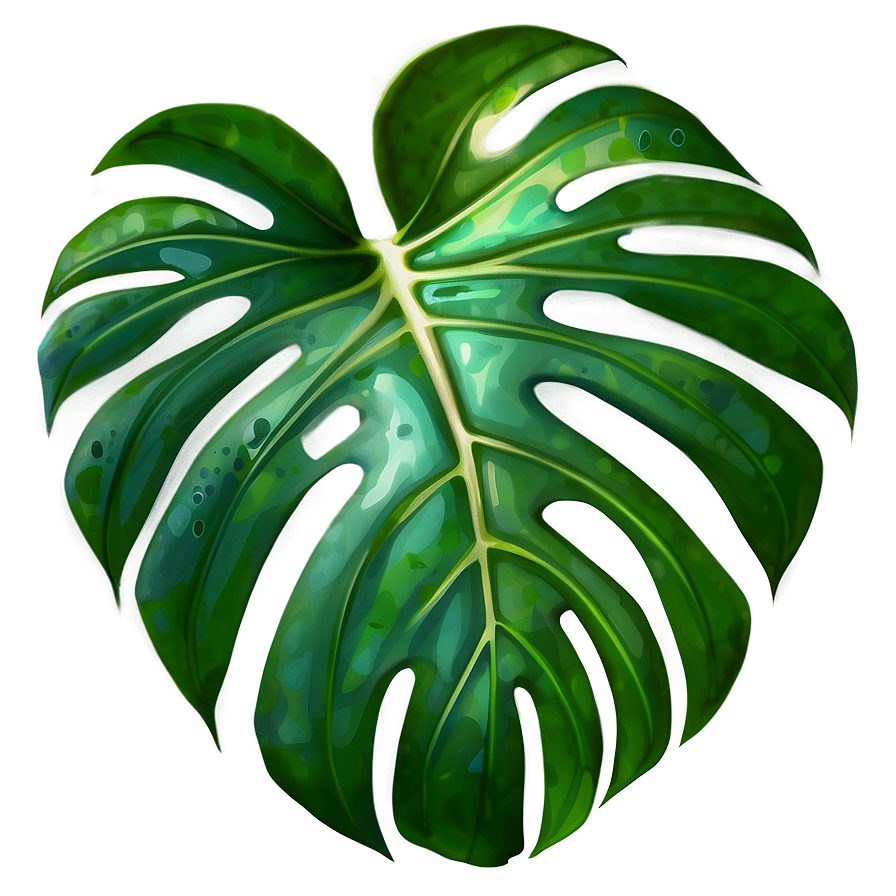 Watercolor Monstera Leaf Png Qny PNG Image